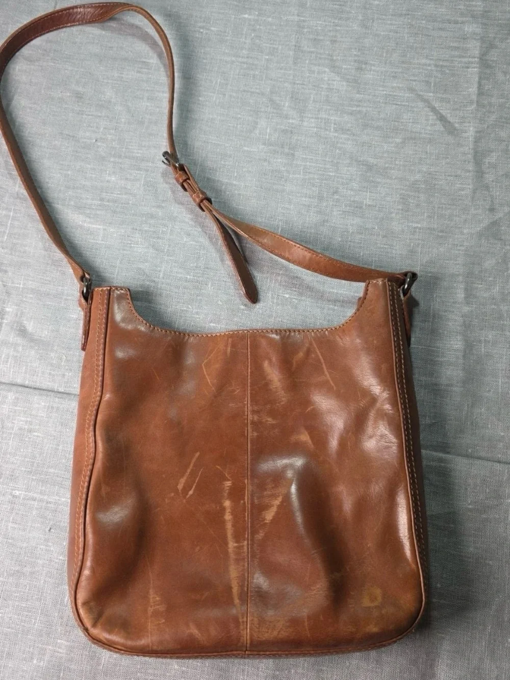FRYE Melissa Leather Crossbody Bag Cognac Brown Shoulder Hobo Flap Pocket